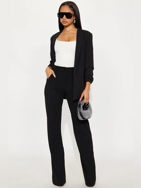 Fashion Nova Classic Black High-Waist Wide-Leg Pants